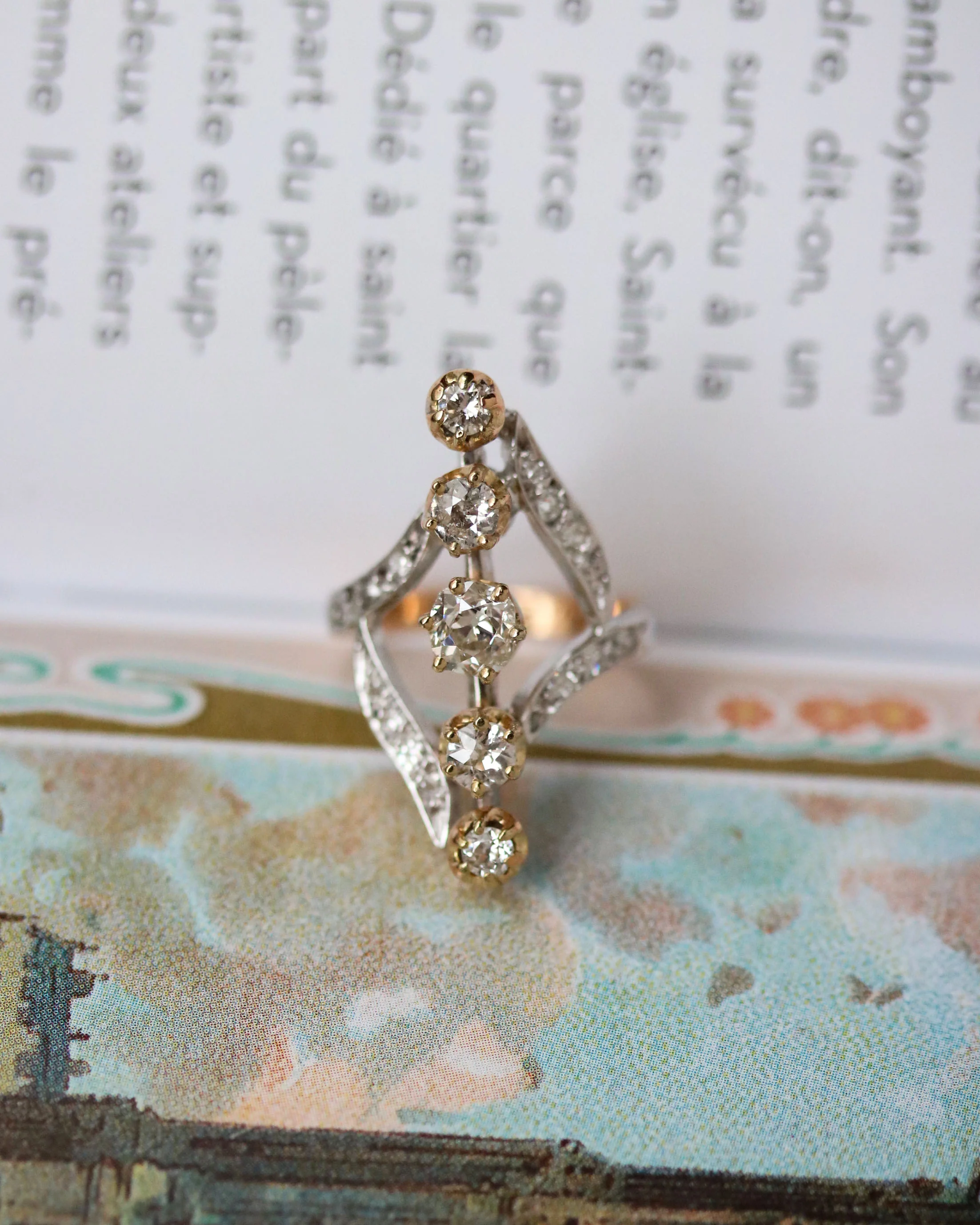 Bague Marquise Or Bicolore Diamants