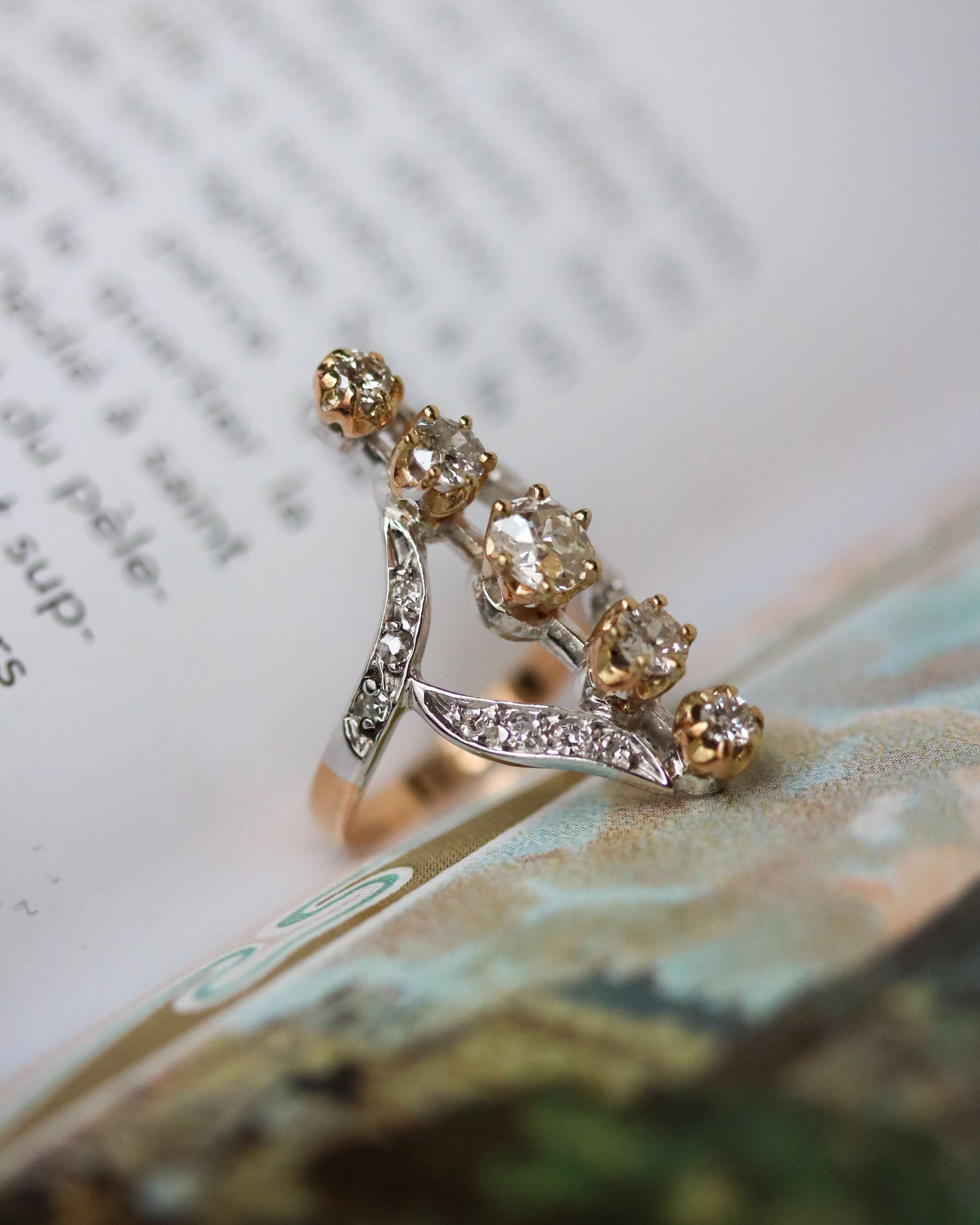 Bague Marquise Or Bicolore Diamants - Image 3