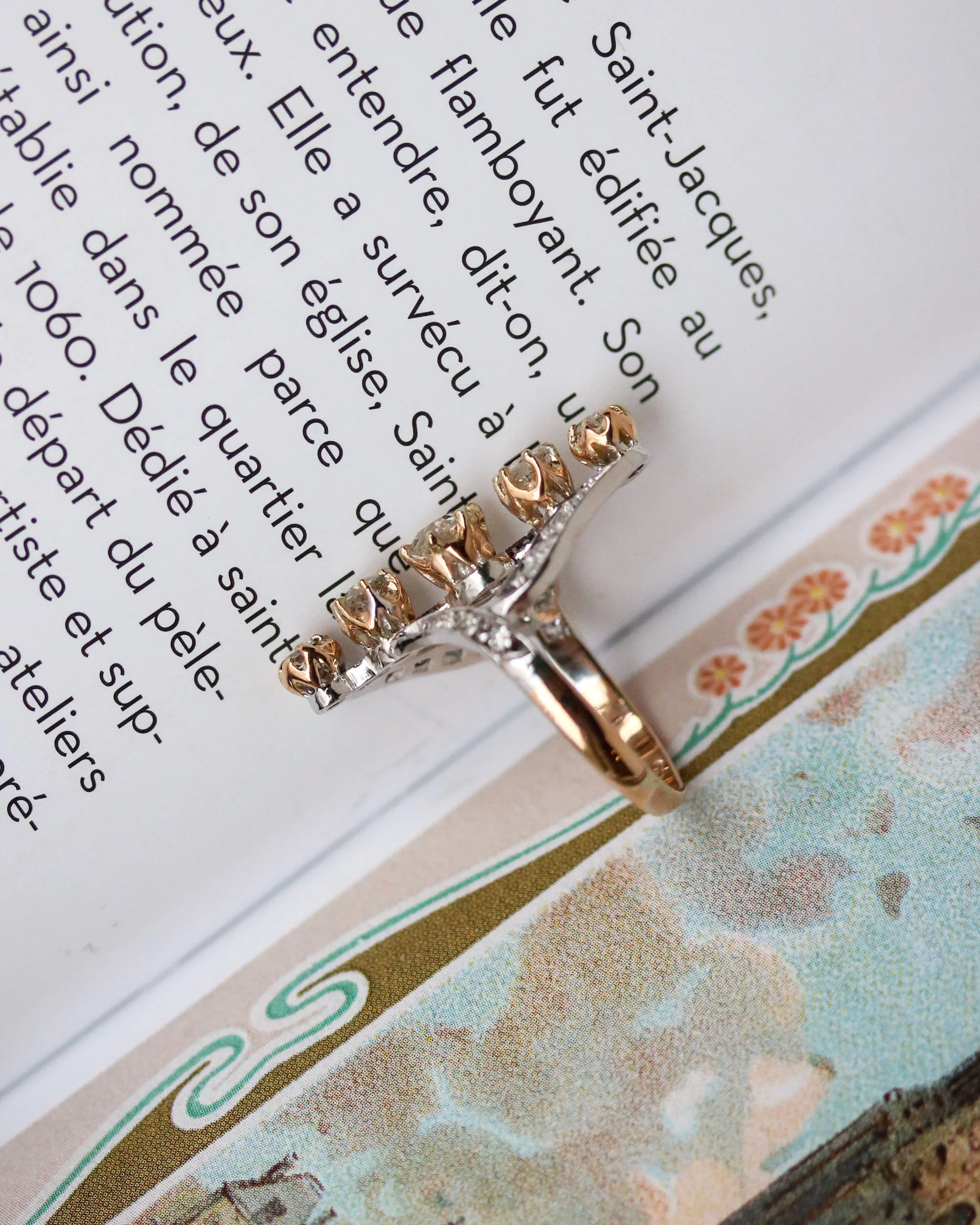 Bague Marquise Or Bicolore Diamants - Image 4