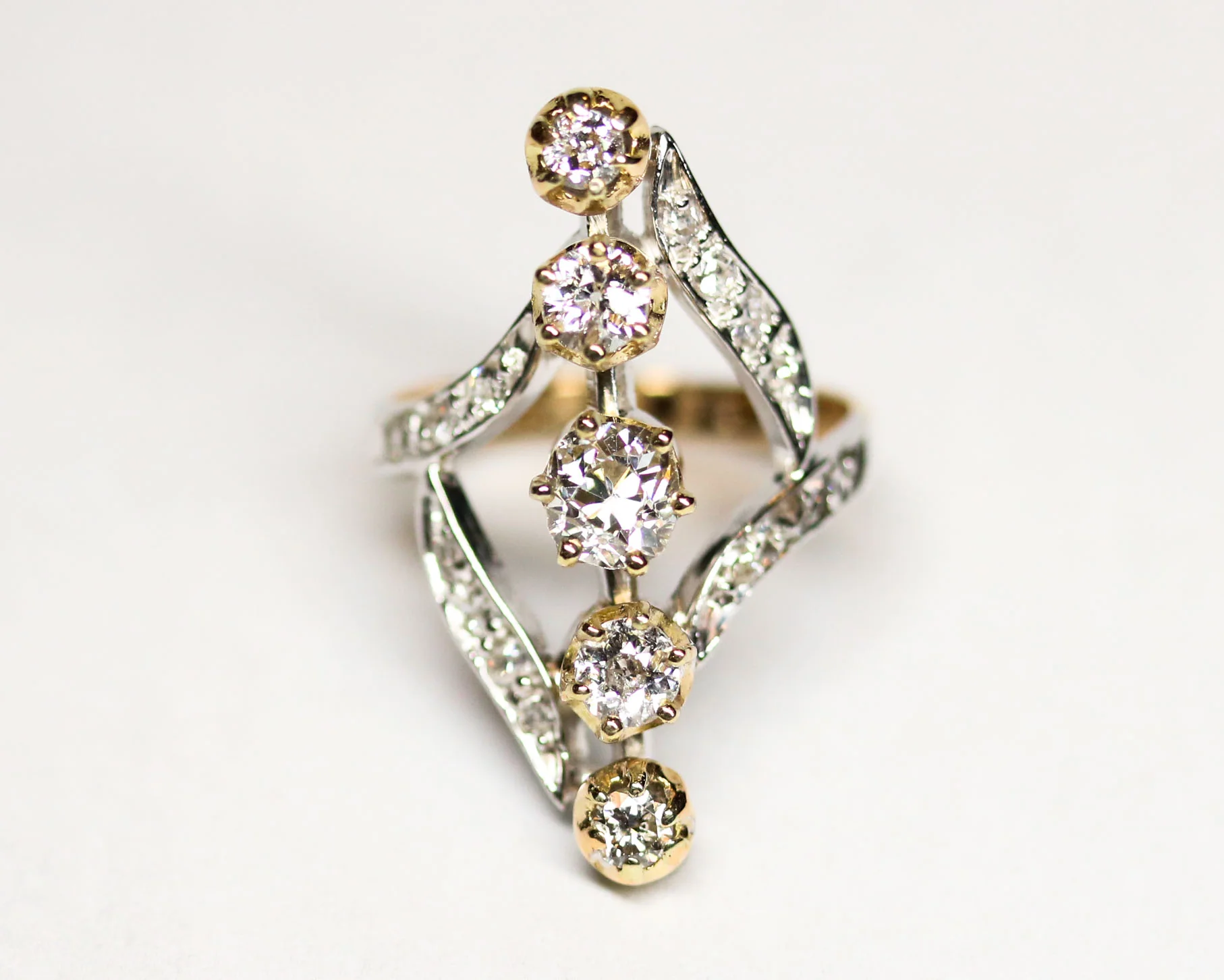 Bague Marquise Or Bicolore Diamants - Image 6