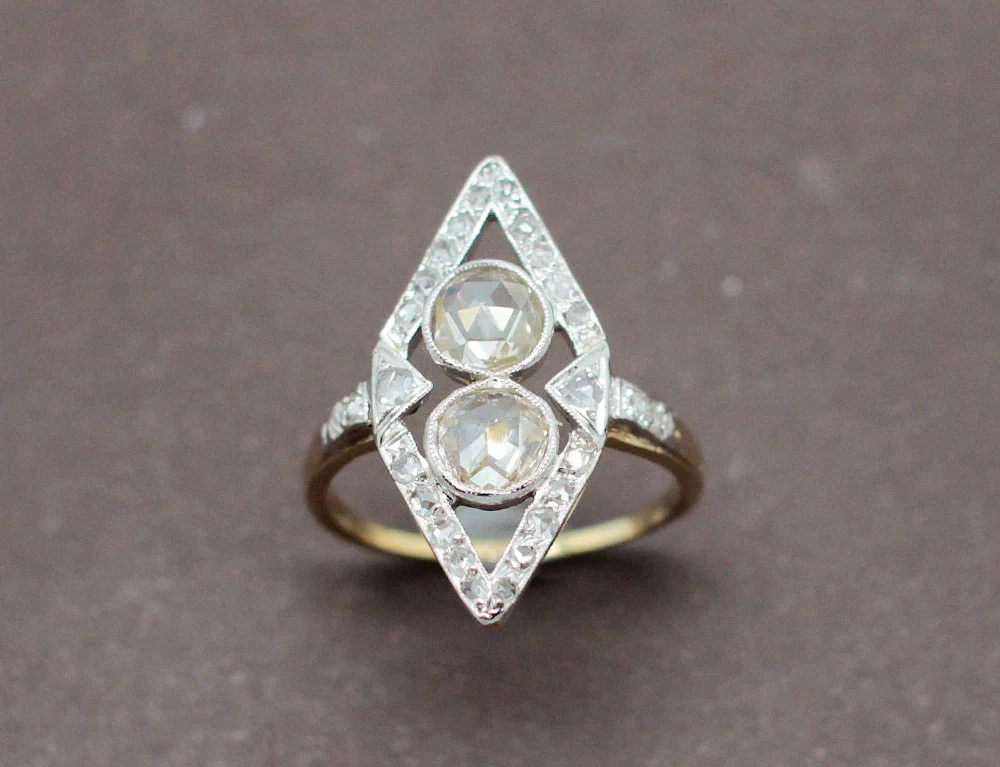 Bague Marquise Diamants Taille Rose - Image 2