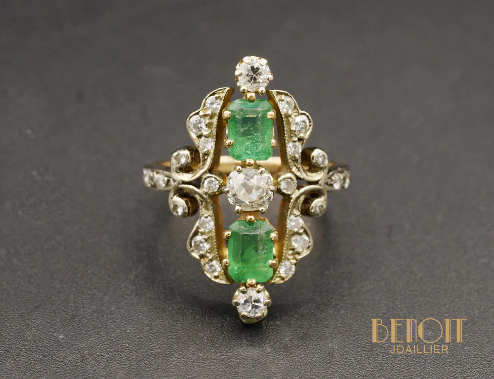 Bague Marquise Emeraude - Image 2
