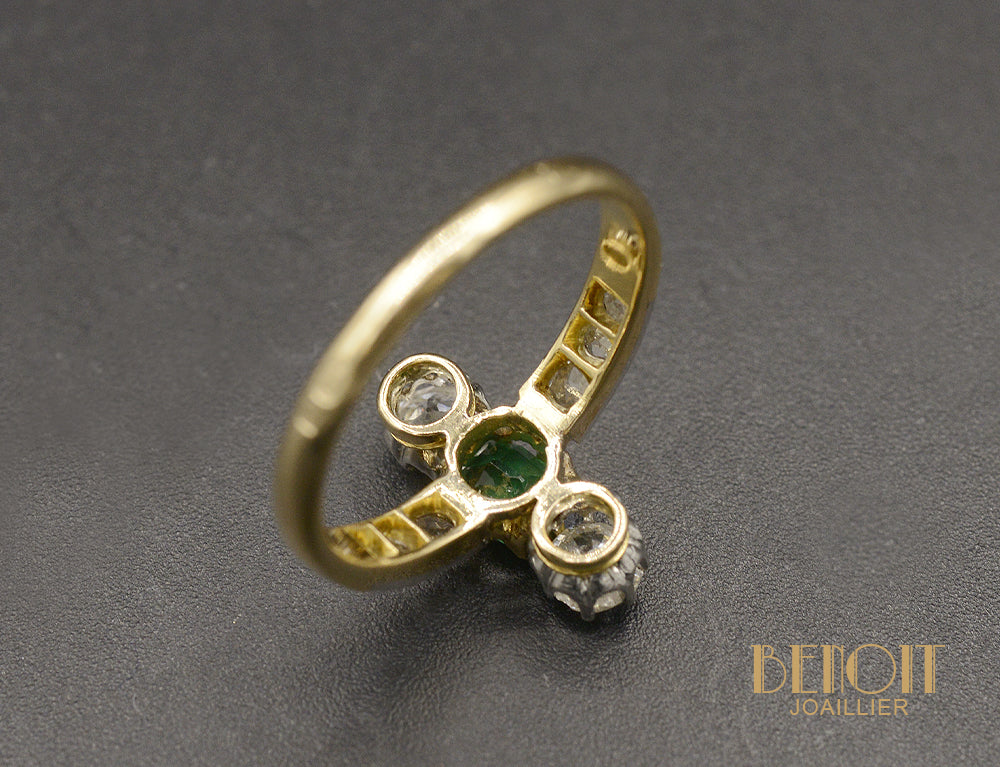 Bague Trilogie Emeraude et Diamants - Image 4