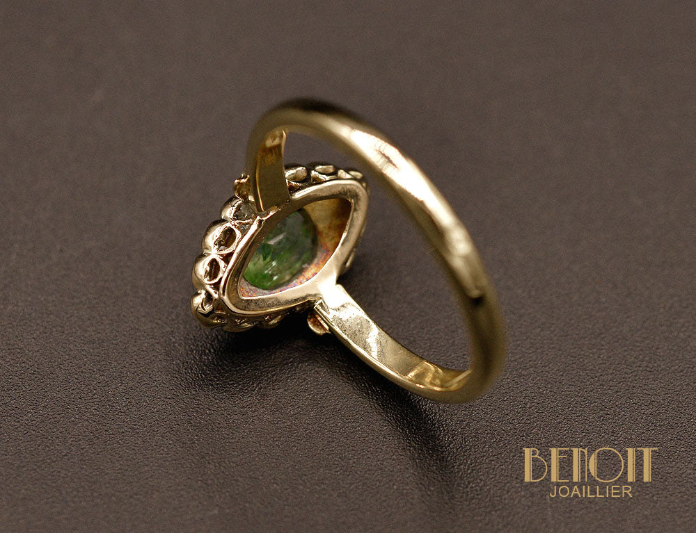 Bague Marquise Emeraude et Diamants - Image 5