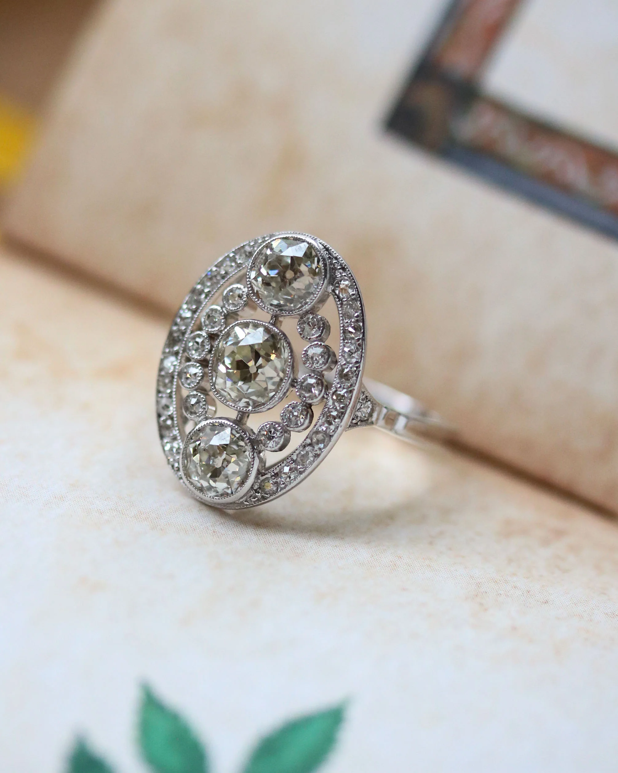 Bague Marquise Trilogie Diamants Or Blanc