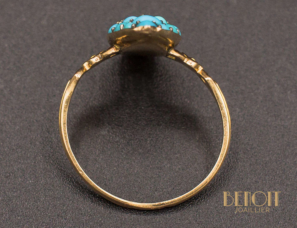 Bague Marquise Turquoises Diamant - Image 4
