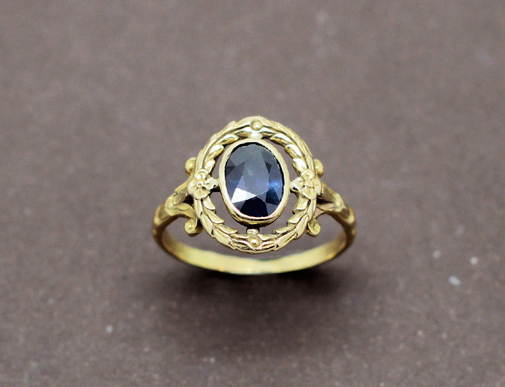Bague Napoléon III Saphir Or Jaune - Image 2