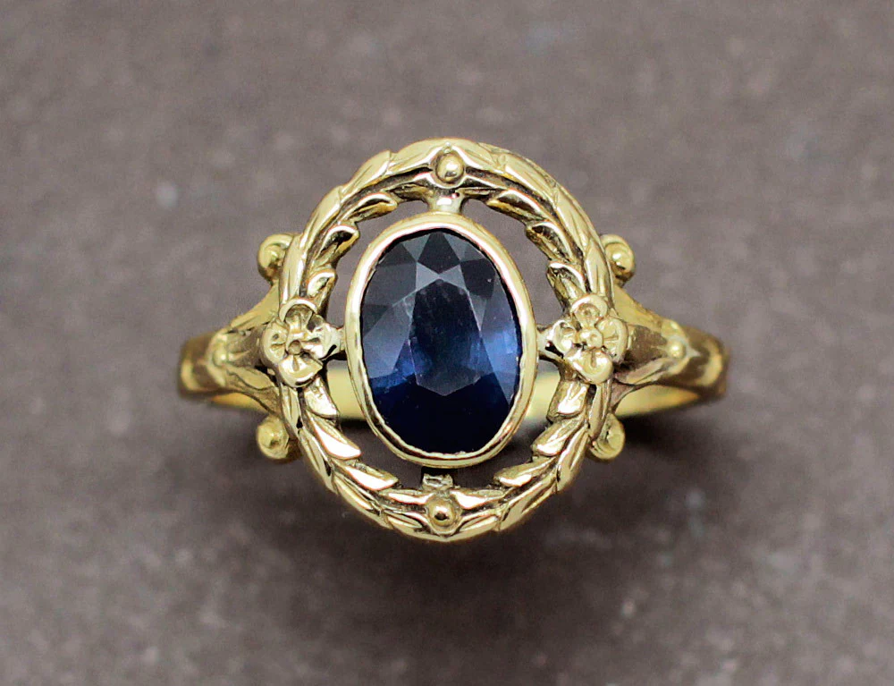 Bague Napoléon III Saphir Or Jaune - Image 3