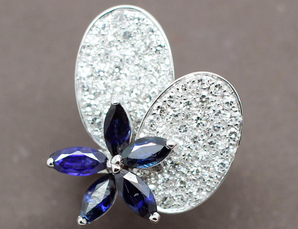Bague "Nénuphars" Saphirs Diamants - Image 3