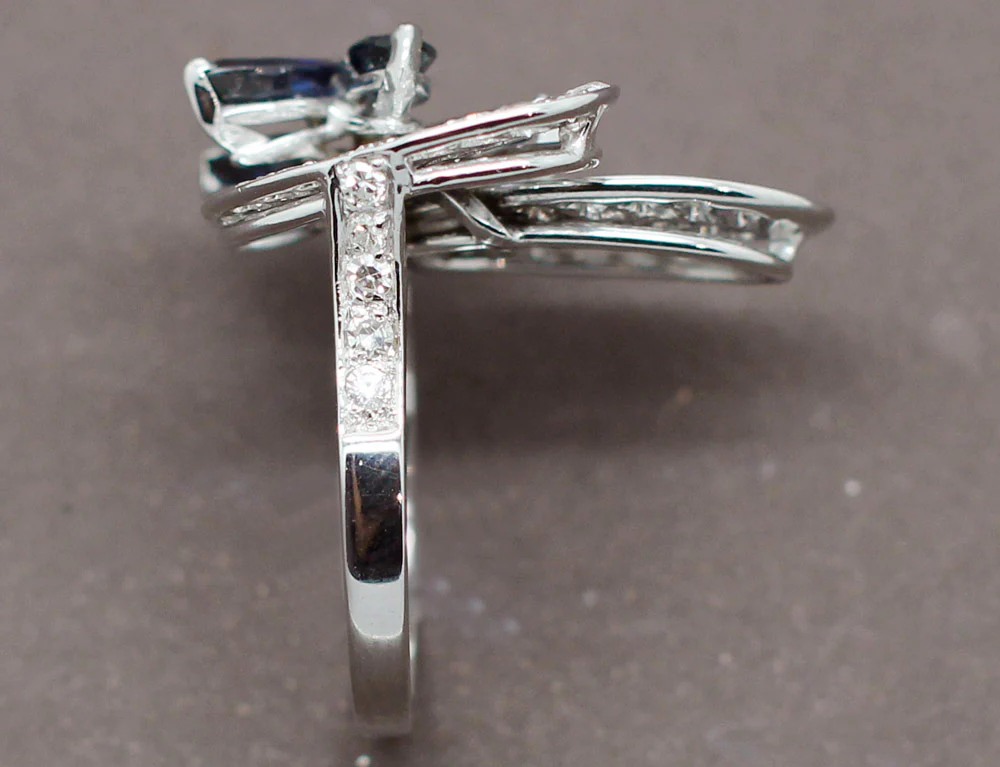 Bague "Nénuphars" Saphirs Diamants - Image 4