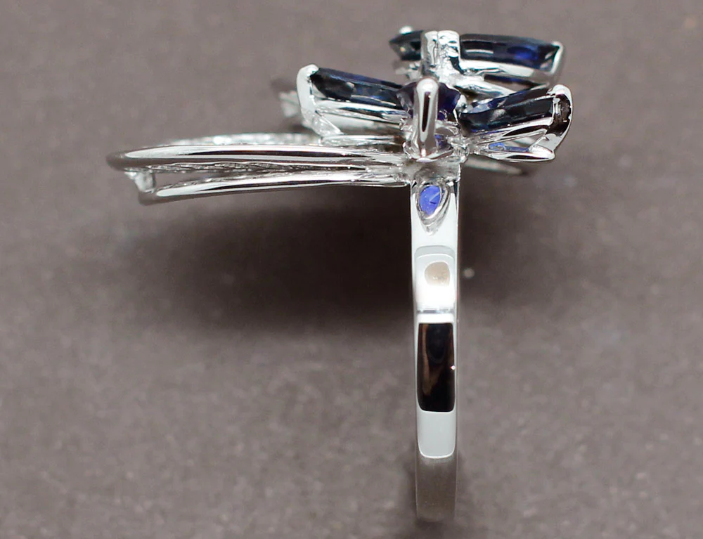 Bague "Nénuphars" Saphirs Diamants - Image 5