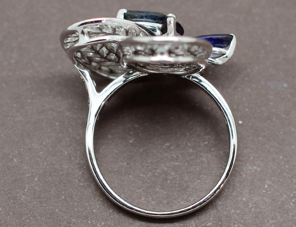 Bague "Nénuphars" Saphirs Diamants - Image 6
