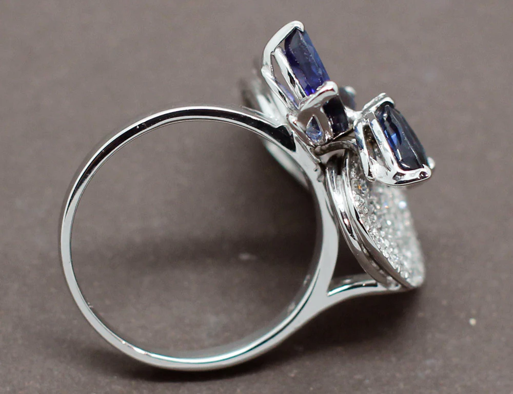 Bague "Nénuphars" Saphirs Diamants - Image 7