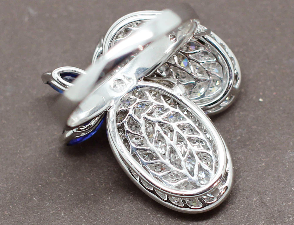 Bague "Nénuphars" Saphirs Diamants - Image 8