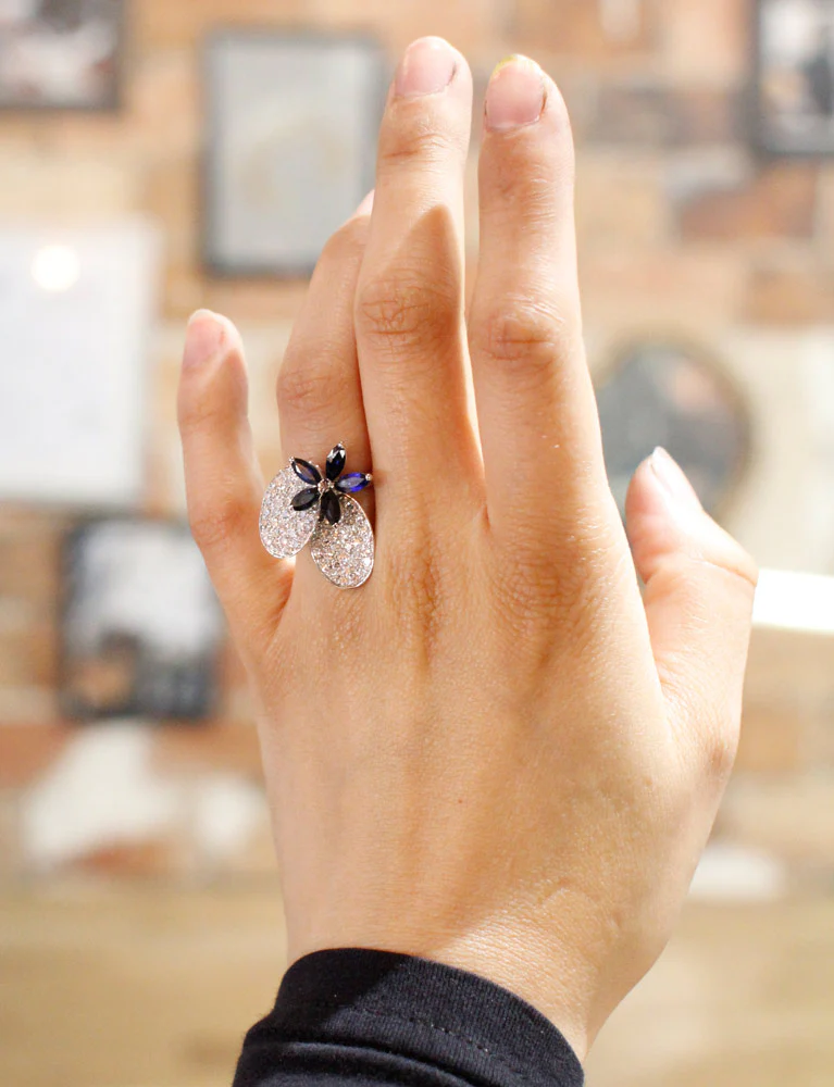 Bague "Nénuphars" Saphirs Diamants - Image 9