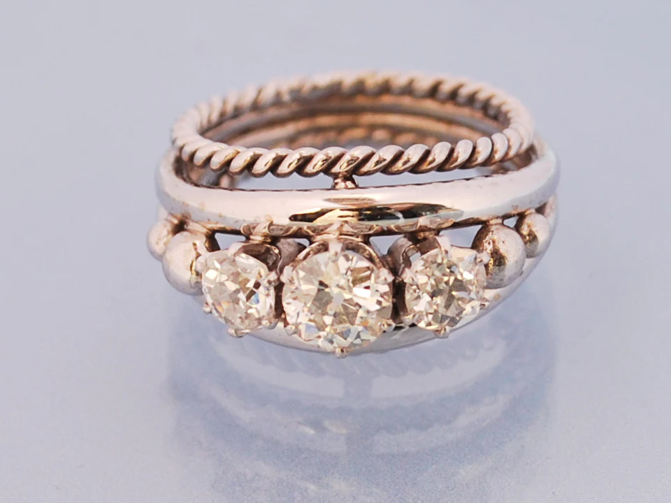 Bague or blanc diamant 1950