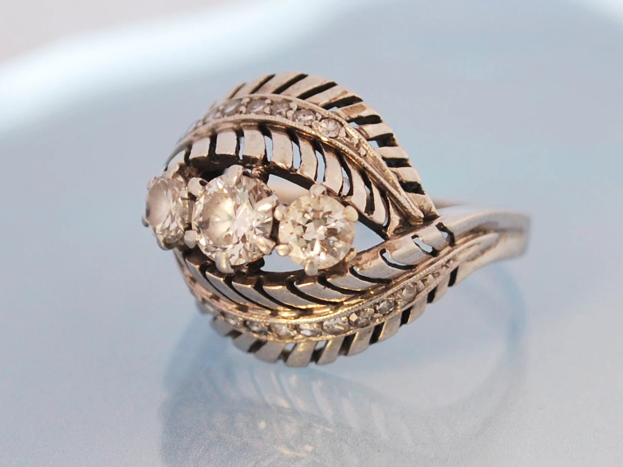 Bague or diamants et platine - Image 3