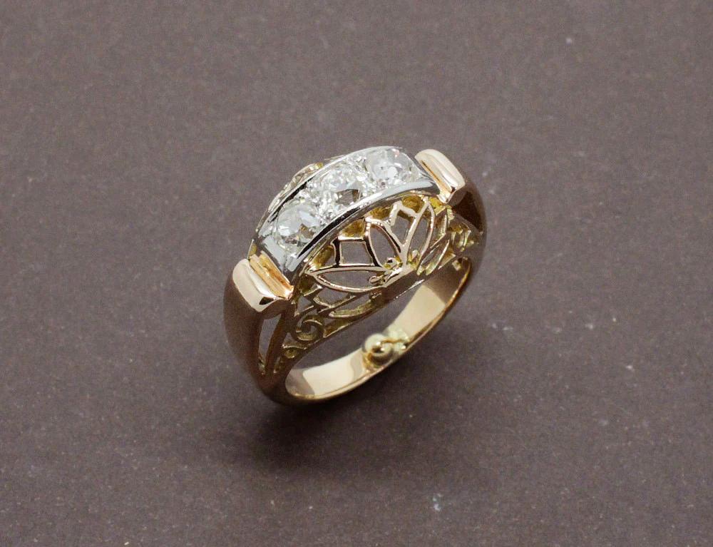 Bague Or Jaune Diamants 1950