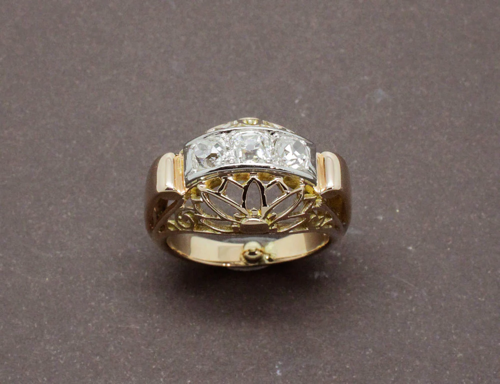 Bague Or Jaune Diamants 1950 - Image 2