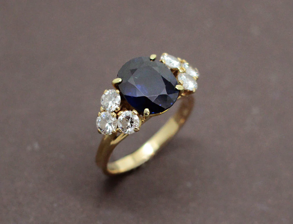 Bague Or Jaune Saphir et Diamants