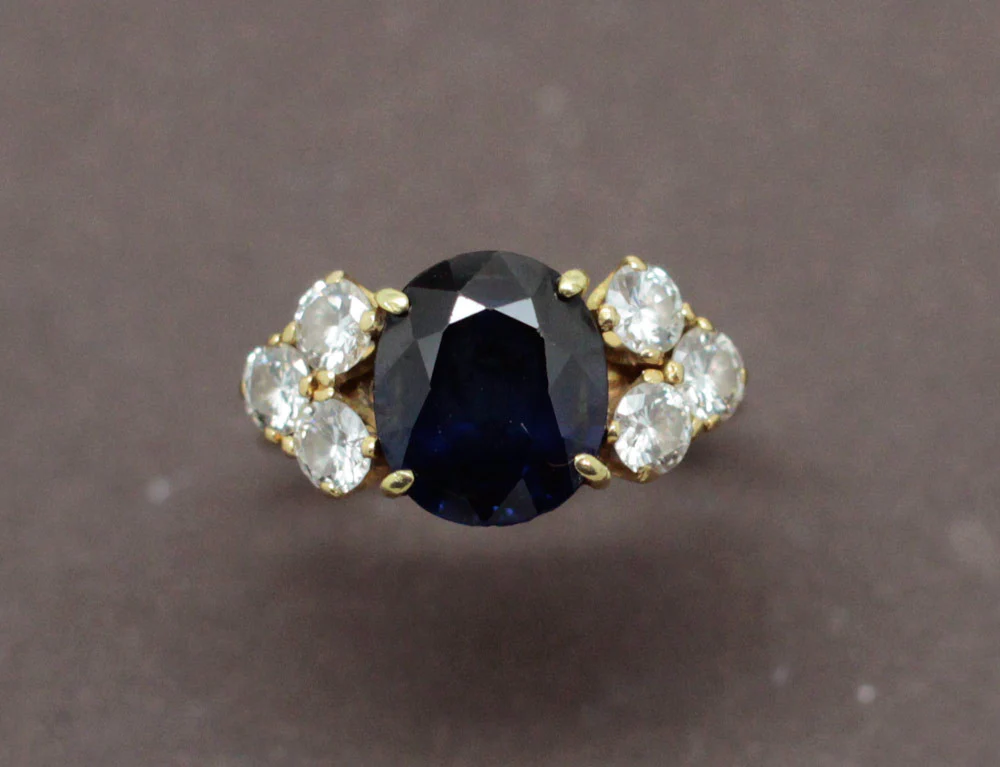 Bague Or Jaune Saphir et Diamants - Image 3