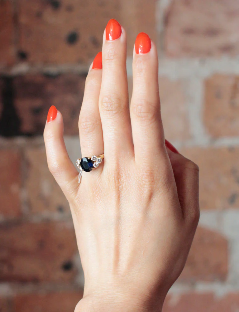 Bague Or Jaune Saphir et Diamants - Image 7