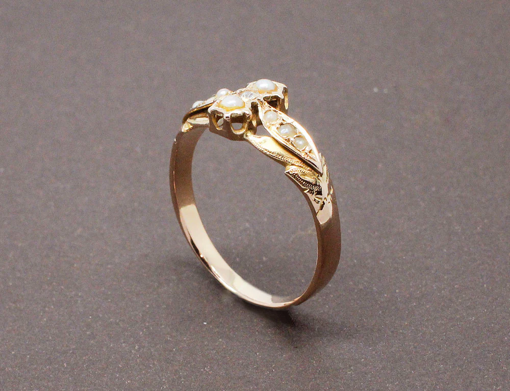Bague Or Rose Perles et Diamant - Image 3