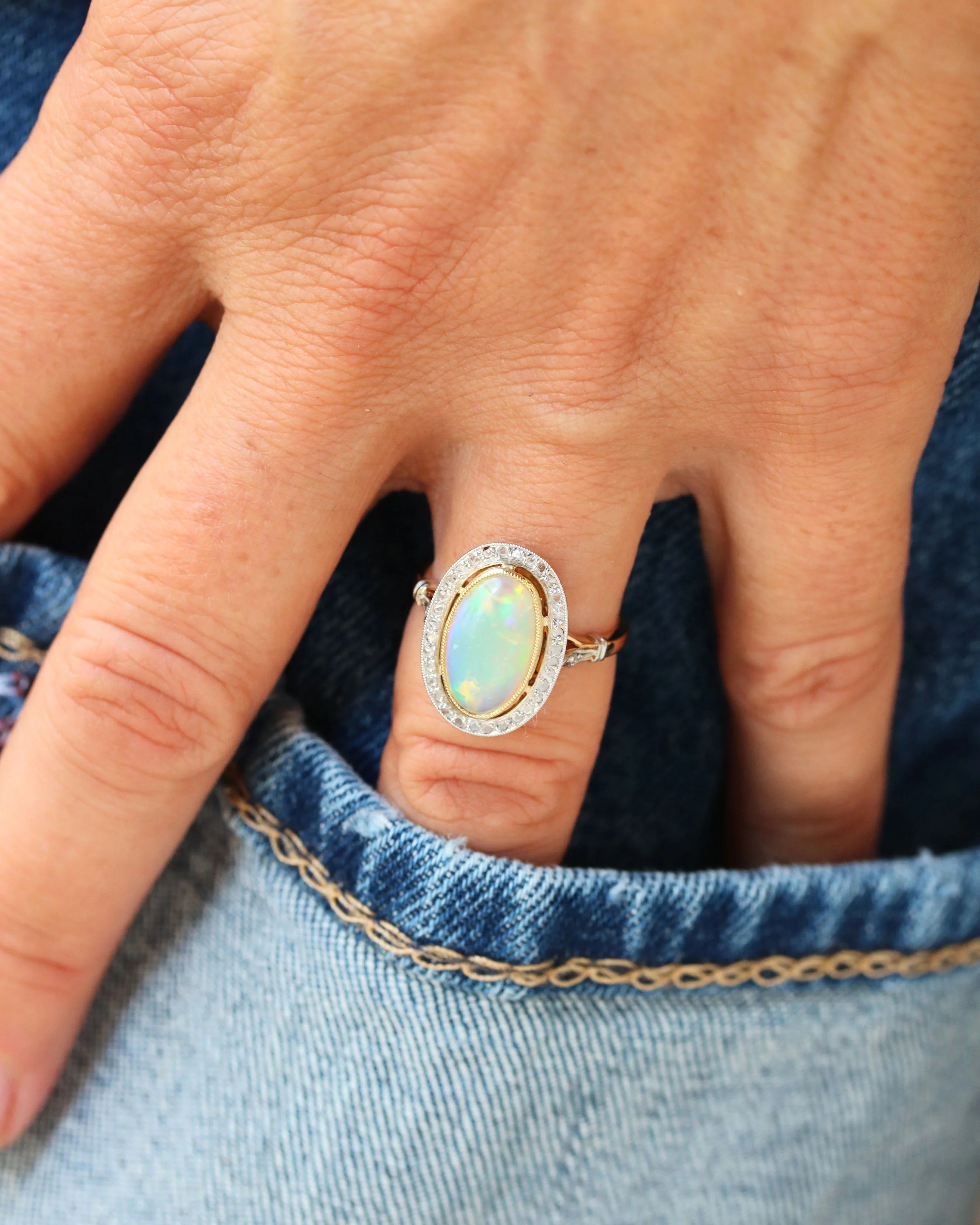 Bague Ovale Opale Art Nouveau - Image 2