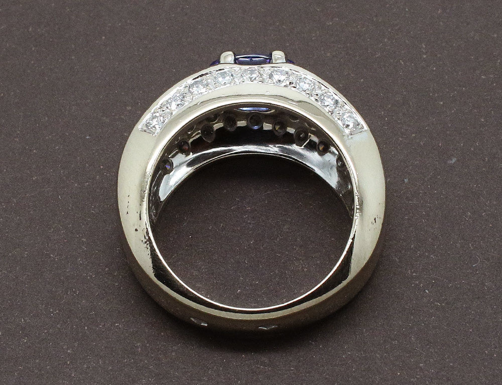 Bague Pavée Diamants et Saphir - Image 3