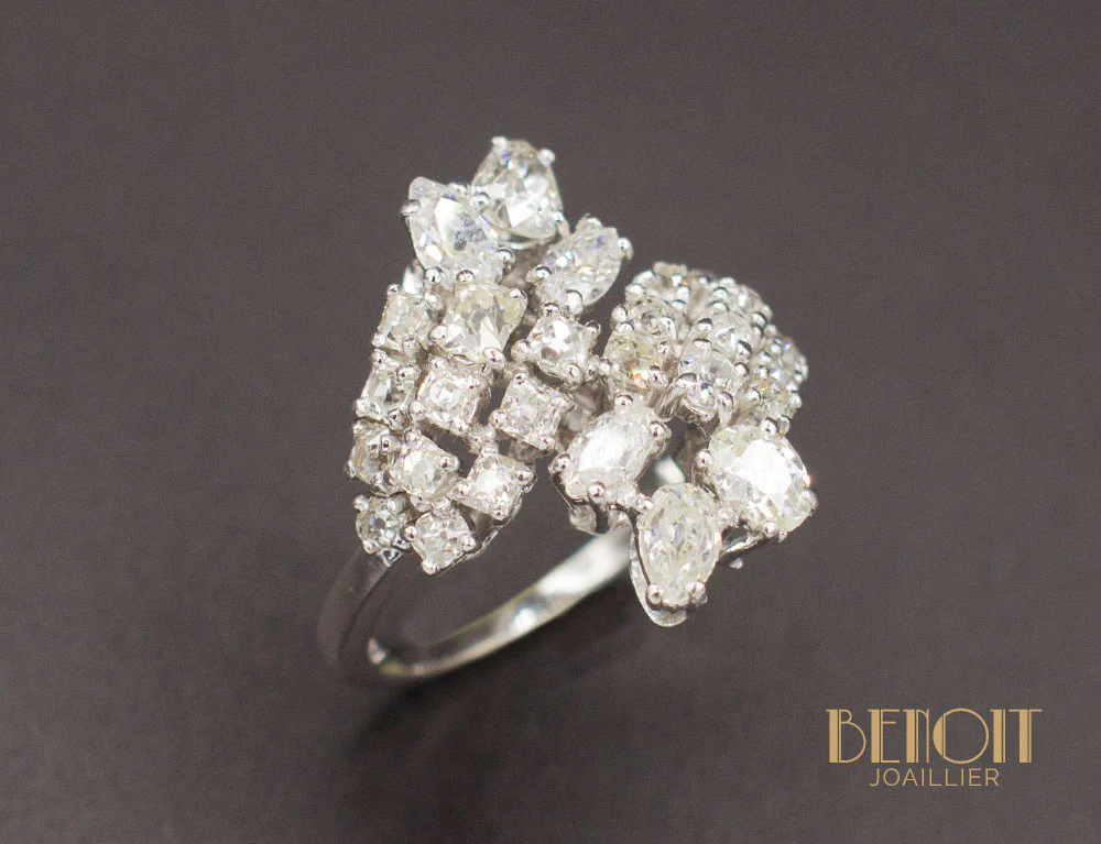 Bague Pêle Mêle Croisé de Diamants