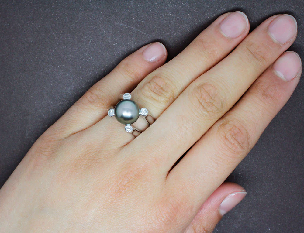 Bague Perle de Tahiti Or et Diamants - Image 4