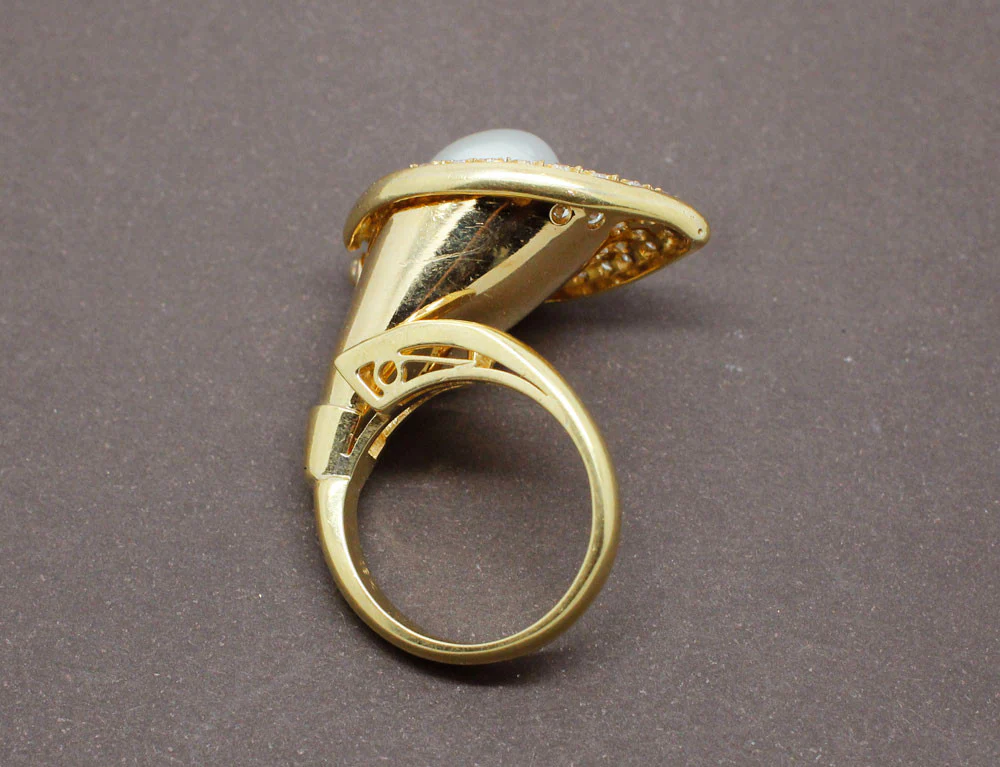 Bague perle diamants et or 18 carat - Image 5