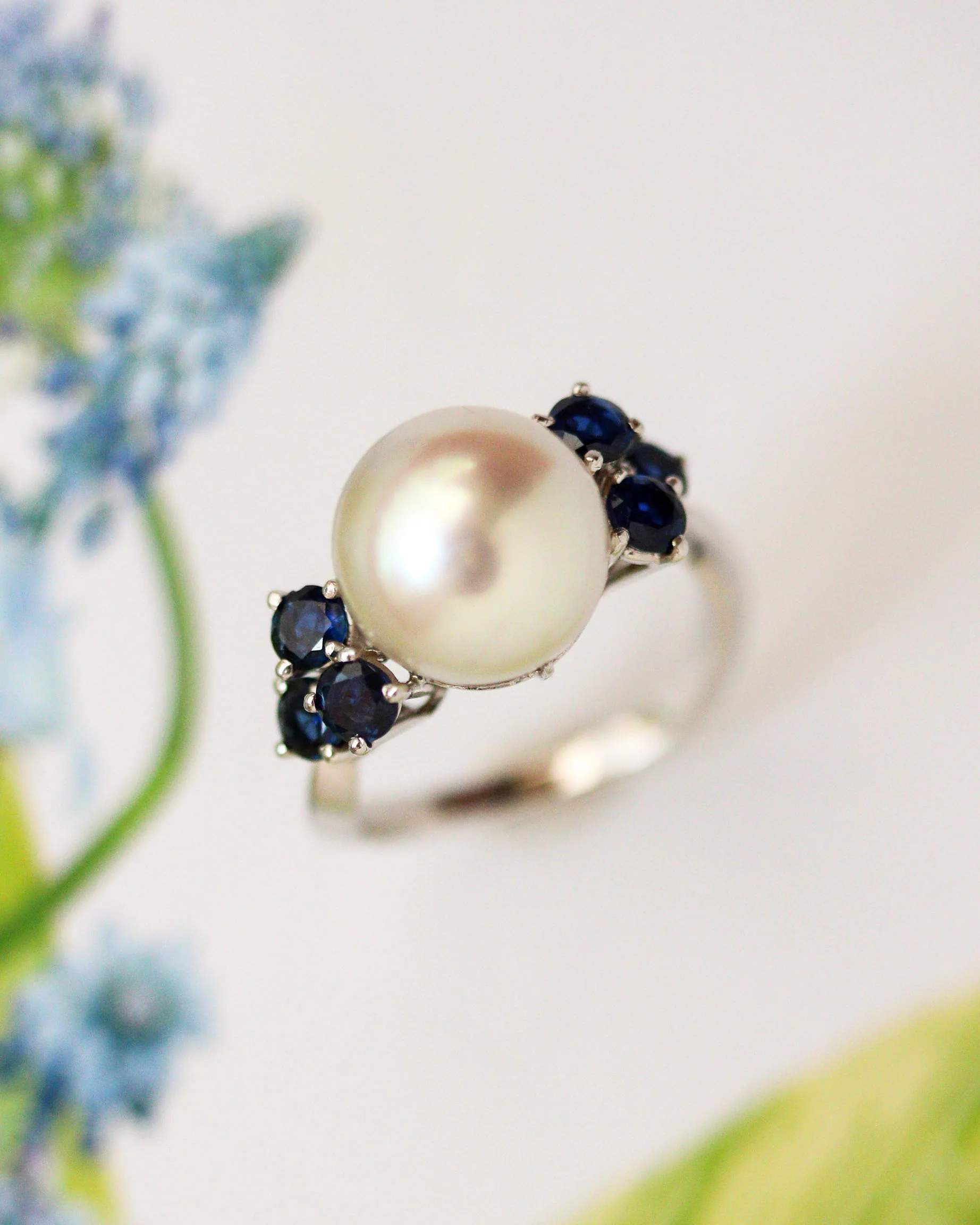 Bague Perle et Saphirs 1950 - Image 4