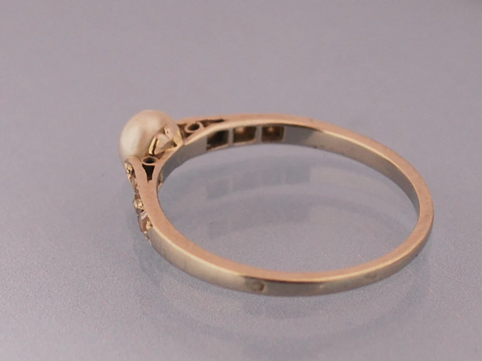 Bague perle fine diamants - Image 2