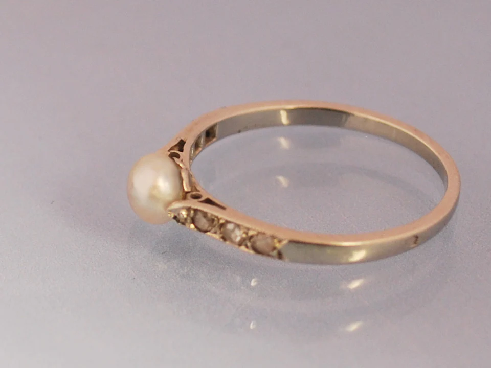 Bague perle fine diamants - Image 3