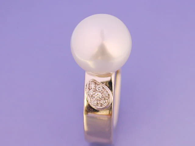 Bague perle or et diamants - Image 2
