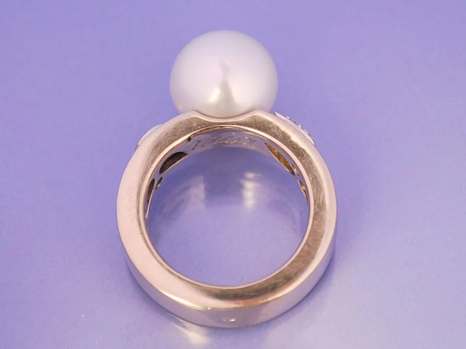 Bague perle or et diamants - Image 4