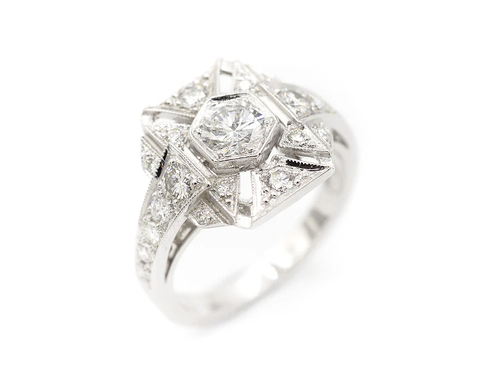 Bague Création Benoit Joaillier "Plateau Rectangle" Diamant 0,47ct F-IF