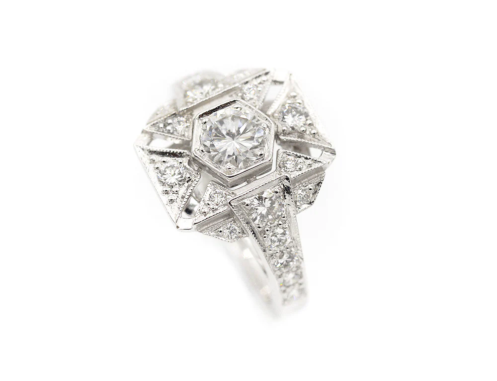 Bague Création Benoit Joaillier "Plateau Rectangle" Diamant 0,47ct F-IF - Image 3