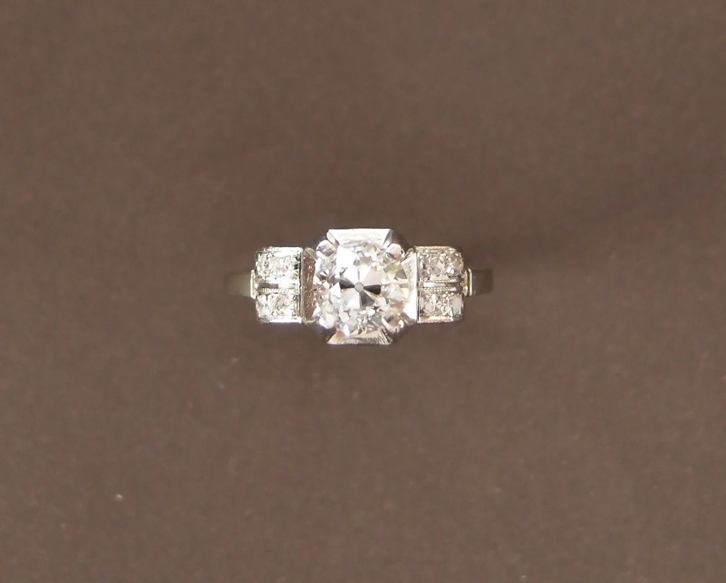 Bague Platine Art Déco diamant 0.8 ct - Image 3