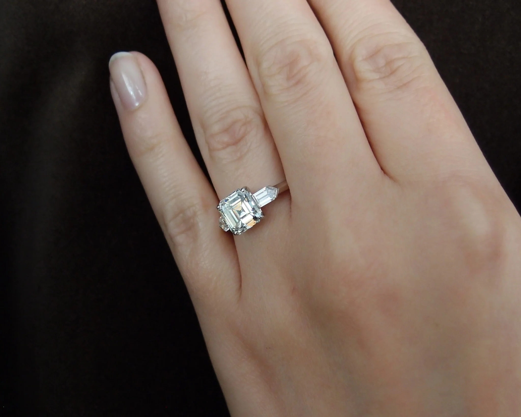 Bague Platine avec Diamant Carré pans coupés de 2.21 ct I/VS2 - Image 6