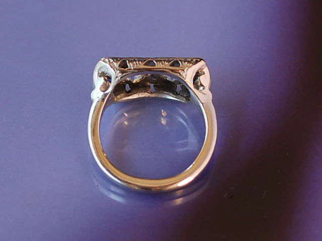 Bague platine diamants saphirs 1930 - Image 3
