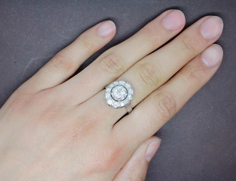 Bague Pompadour Art Déco en Diamants et Platine - Image 5