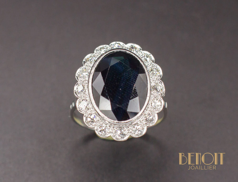 Bague Pompadour Saphir Diamants - Image 2