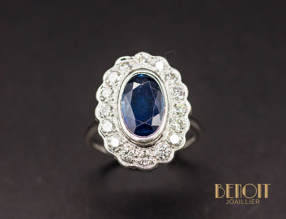 Bague Pompadour Saphir Diamants - Image 2