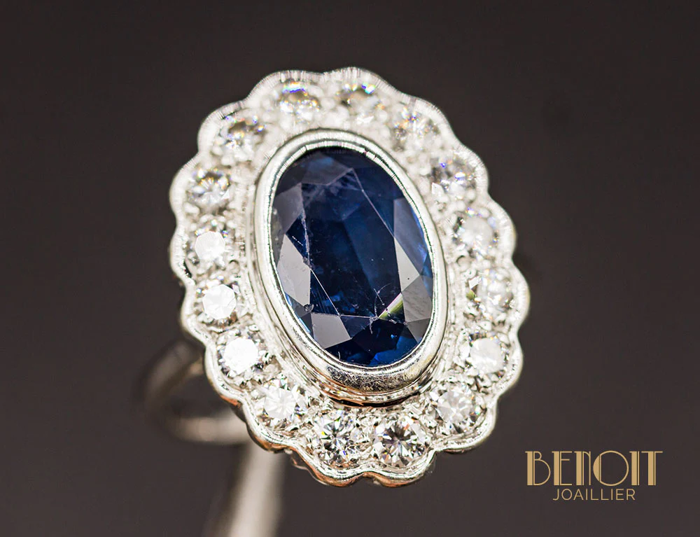Bague Pompadour Saphir Diamants - Image 3