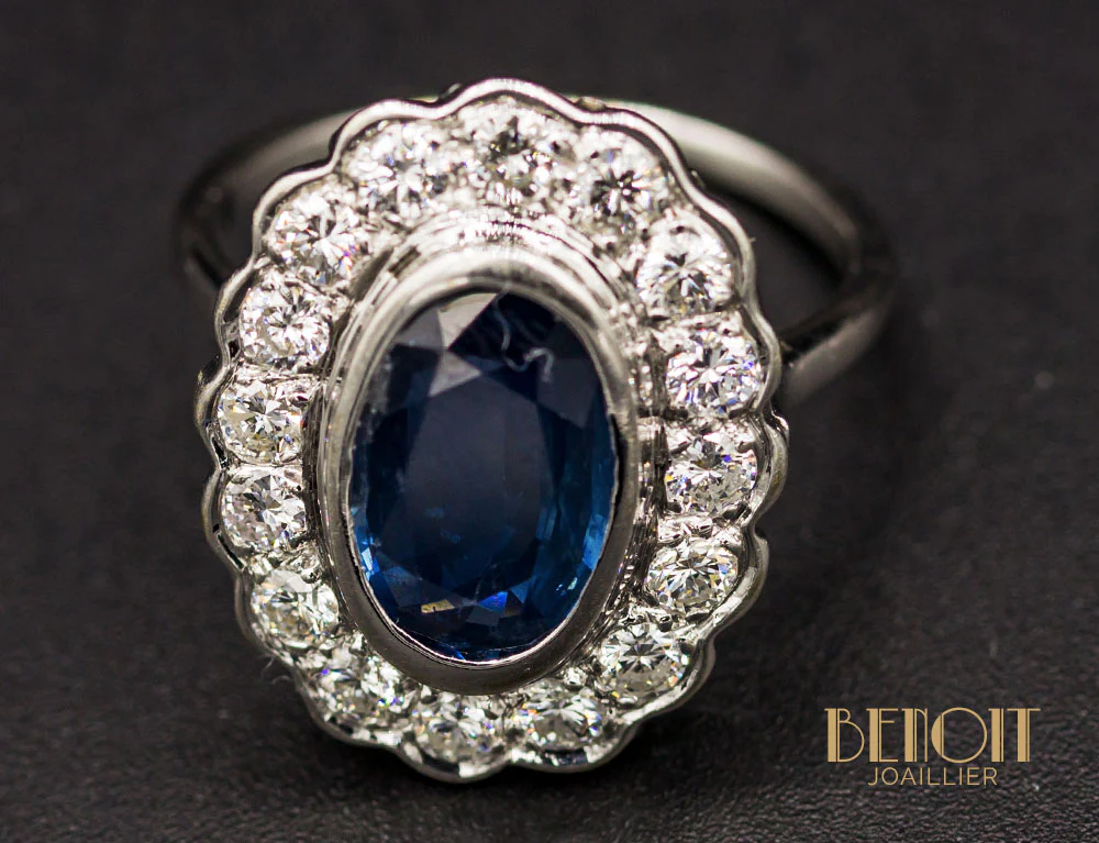 Bague Pompadour Saphir Diamants - Image 5