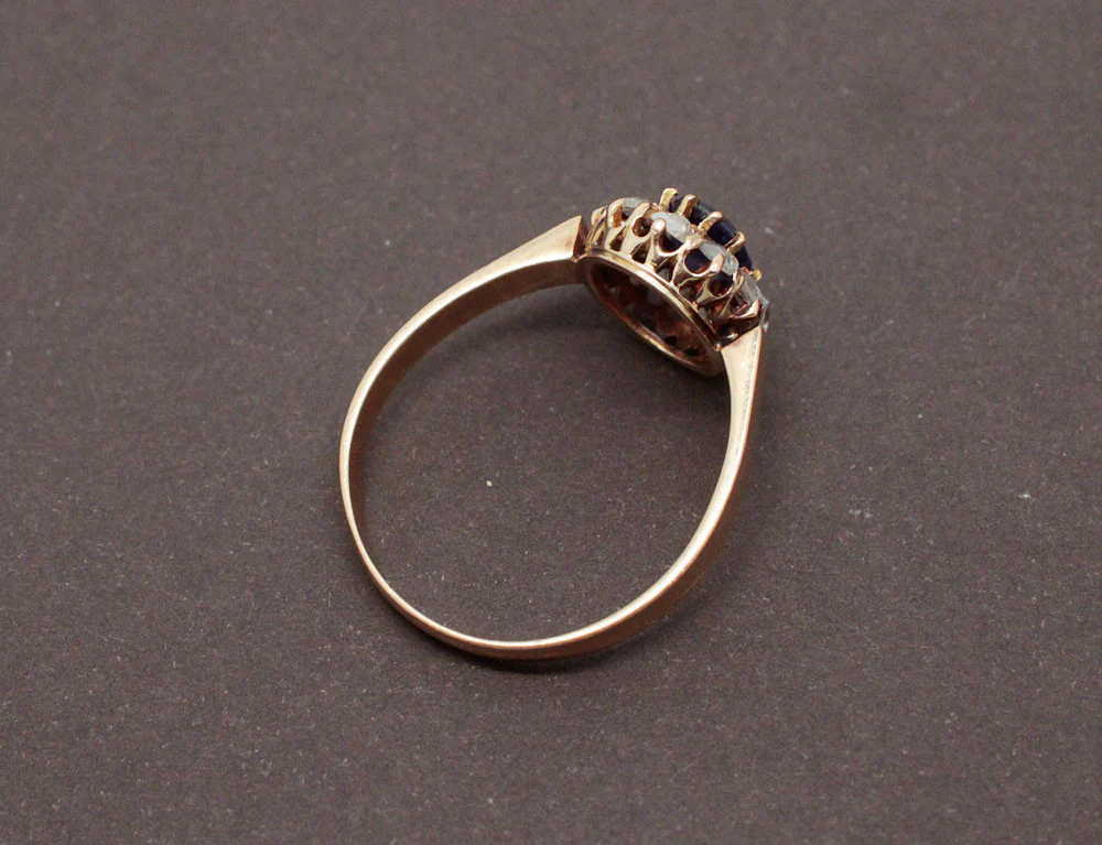Bague Pompadour Saphir Diamants et Or Rose - Image 3