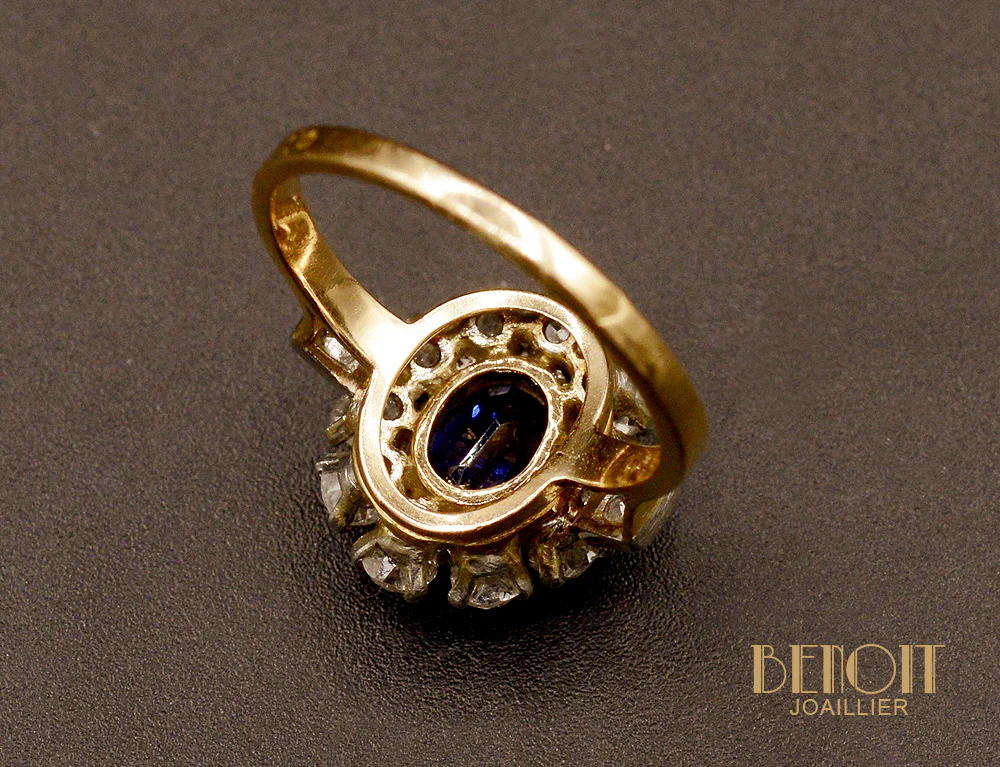 Bague Pompadour Saphir et Diamants - Image 5