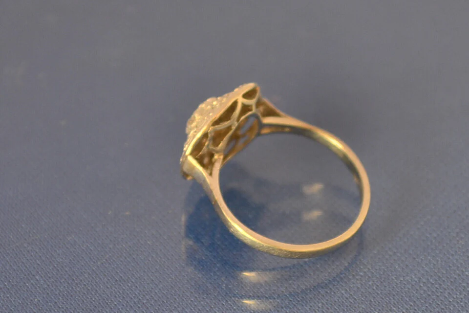 Bague Ronde Art Déco Platine Diamants Taille Rose - Image 2